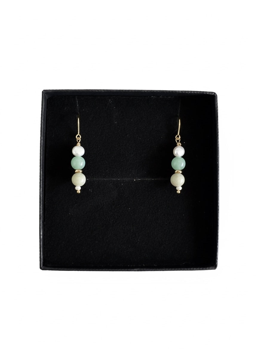 Stone & freshwater pearl drop earrings