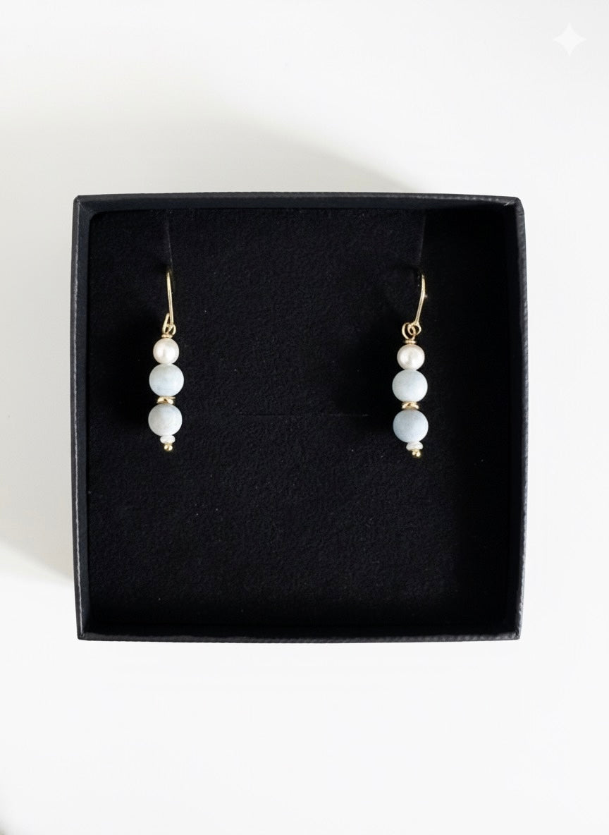 Stone & freshwater pearl drop earrings
