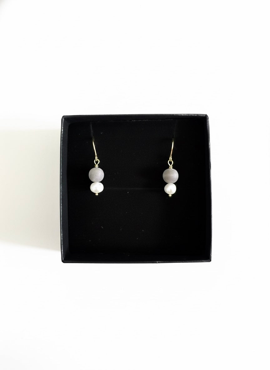 Stone & freshwater pearl earrings