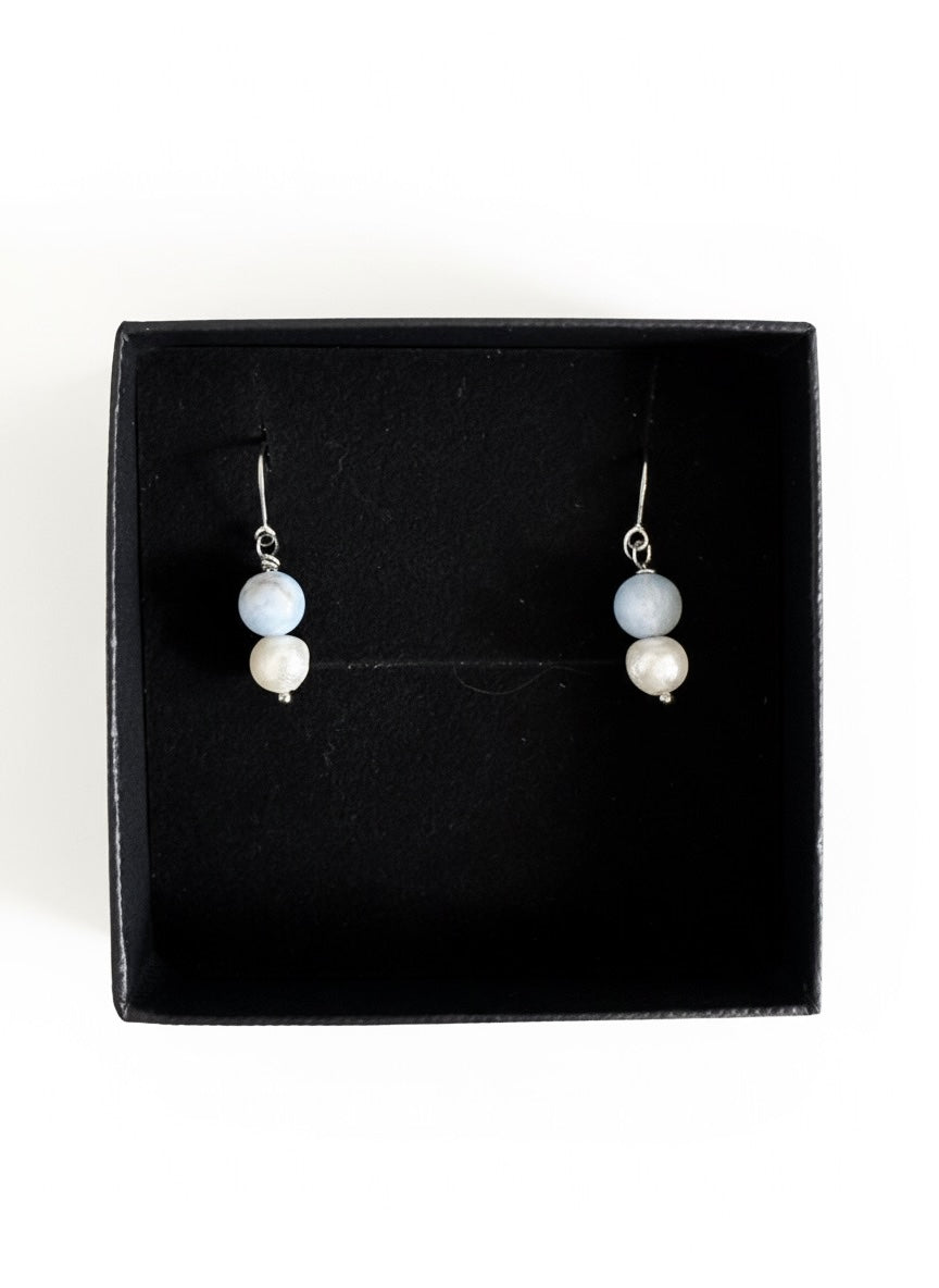 Stone & freshwater pearl earrings