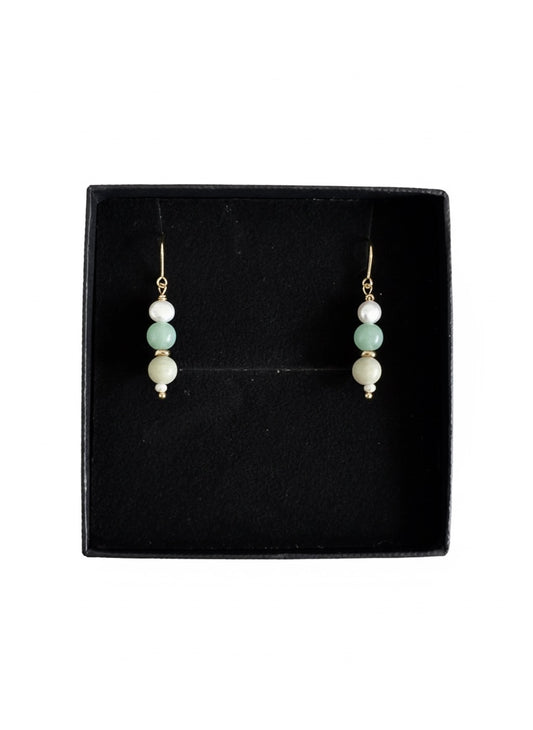 Stone & freshwater pearl drop earrings