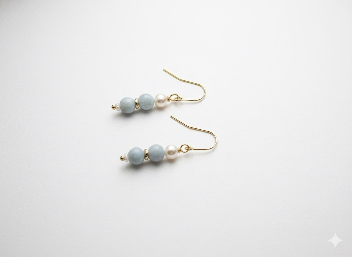 Stone & freshwater pearl drop earrings
