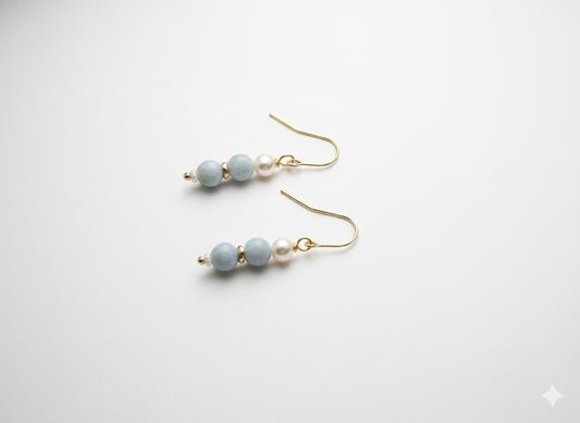 Stone & freshwater pearl drop earrings