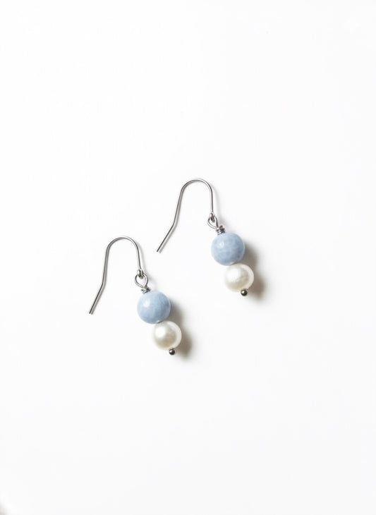 Stone & freshwater pearl earrings