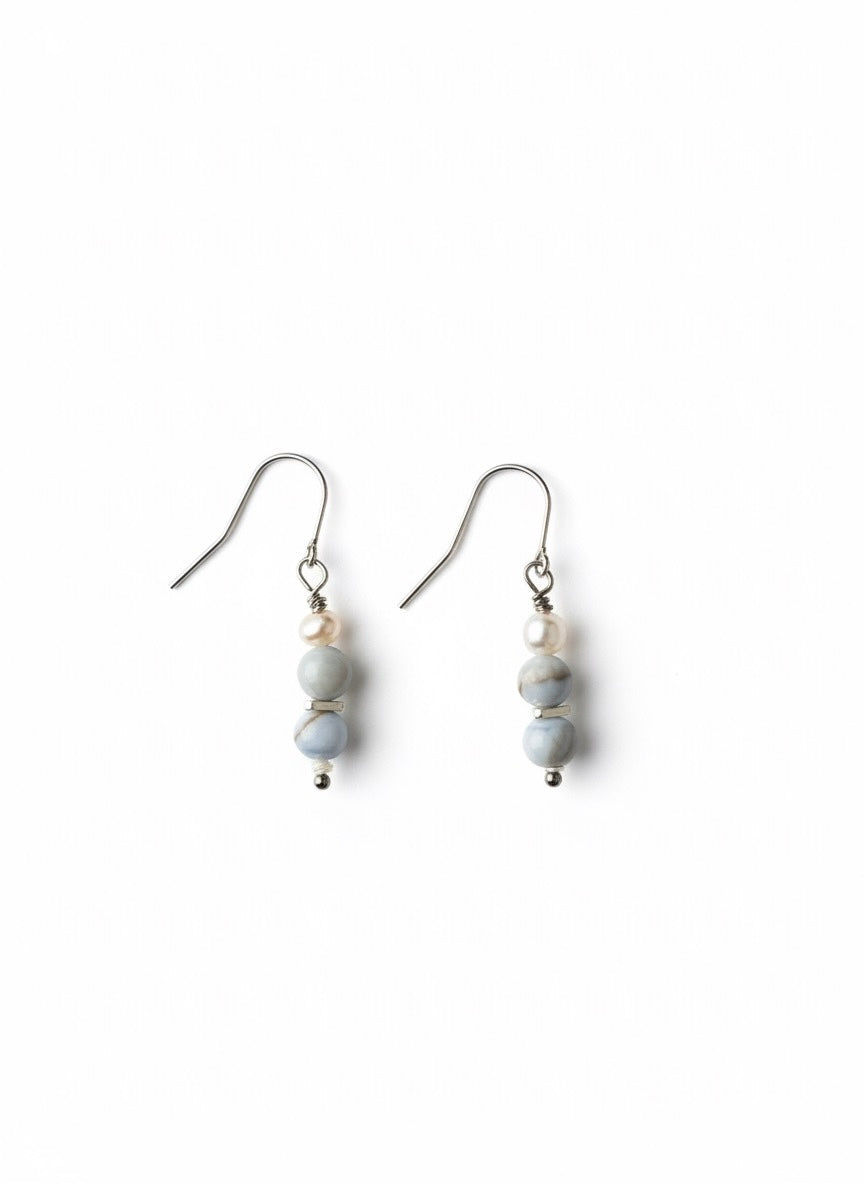 Stone & freshwater pearl drop earrings