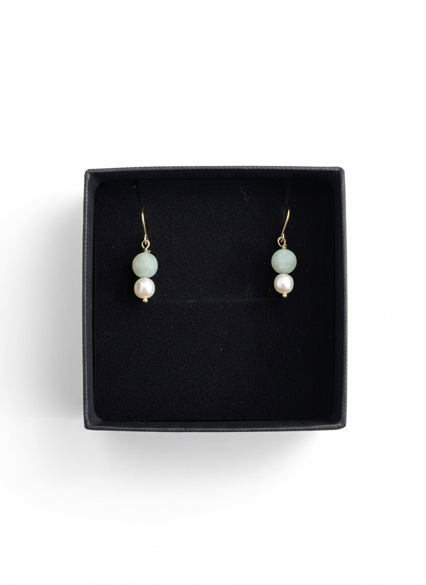 Stone & freshwater pearl earrings