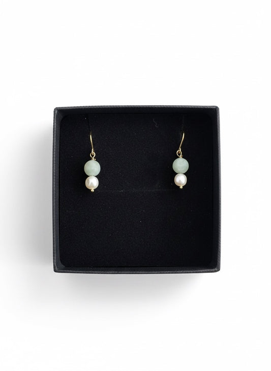 Stone & freshwater pearl earrings