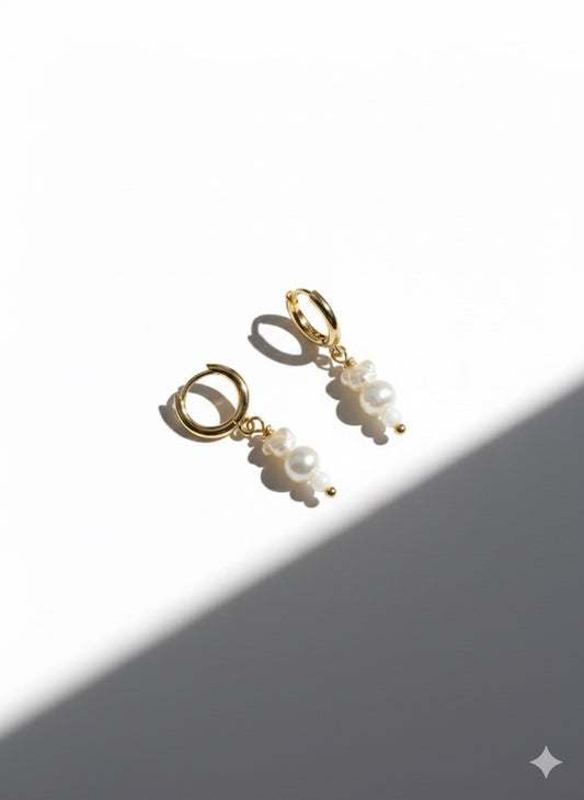 Small 14k gold Huggies with freshwater pearls