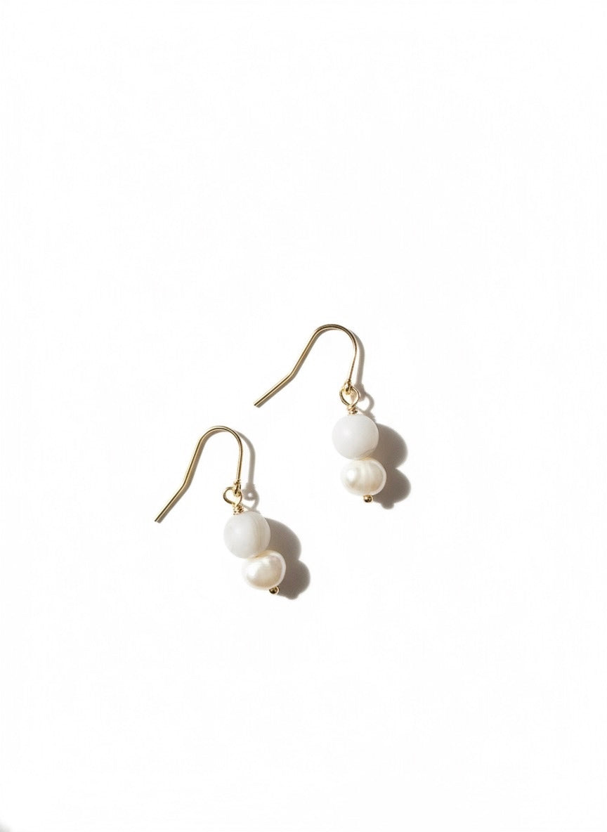 Stone & freshwater pearl earrings
