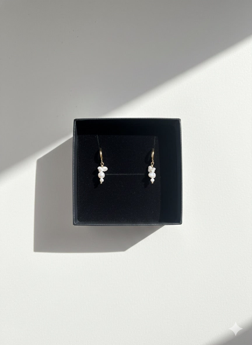 Small 14k gold Huggies with freshwater pearls