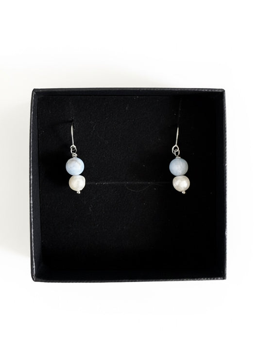 Stone & freshwater pearl earrings