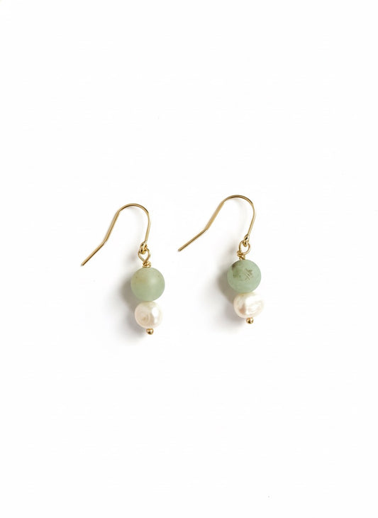Stone & freshwater pearl earrings