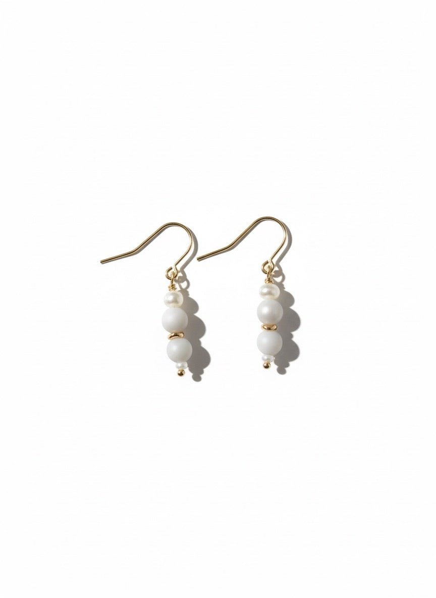 Stone & freshwater pearl drop earrings