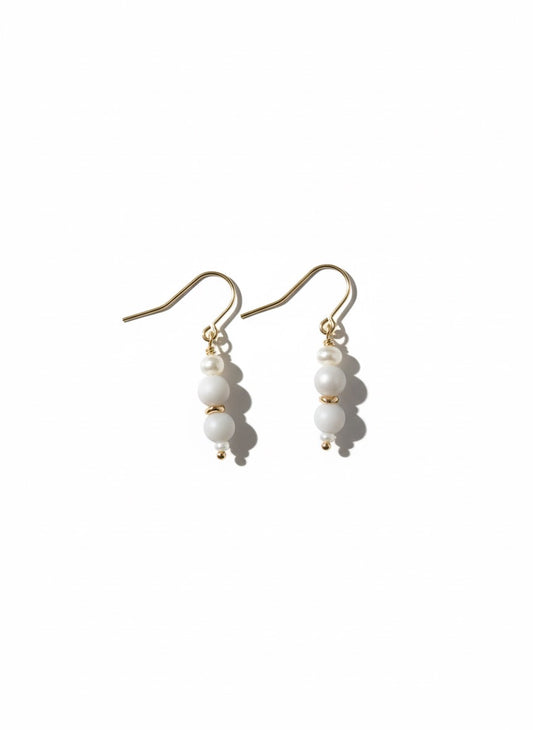 Stone & freshwater pearl drop earrings