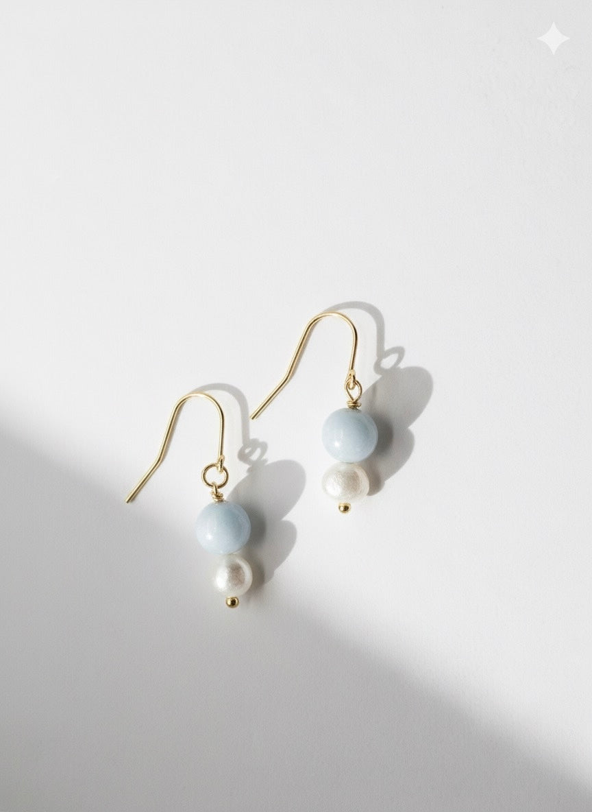Stone & freshwater pearl earrings