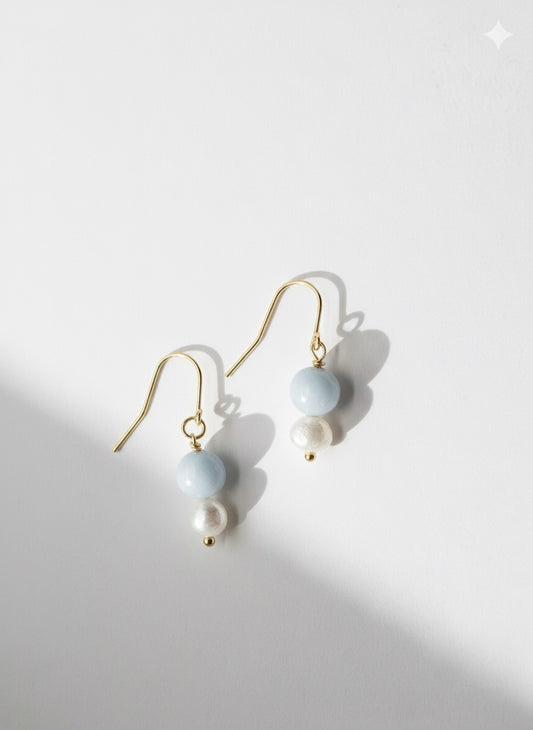 Stone & freshwater pearl earrings
