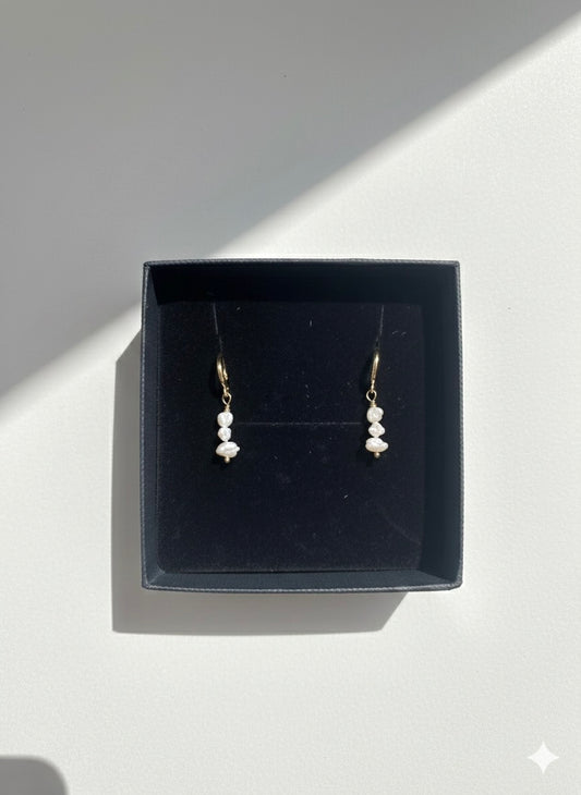 Small 14k gold Huggies with freshwater pearls