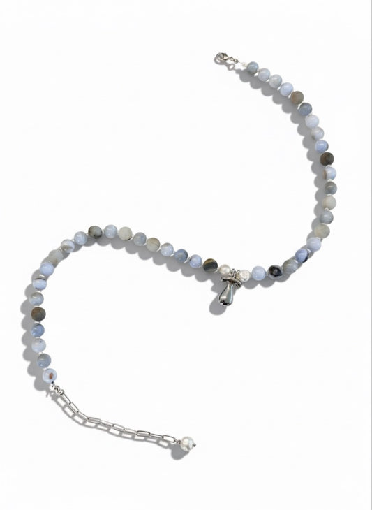 Everyday Stone Necklace with Silver Plated Initial