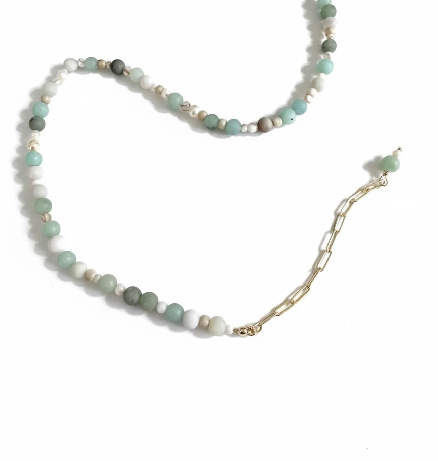 Everyday Small Stone & Pearl Necklace