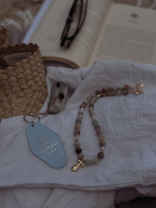 Everyday Stone Necklace with 18k Gold Initial (Copy)