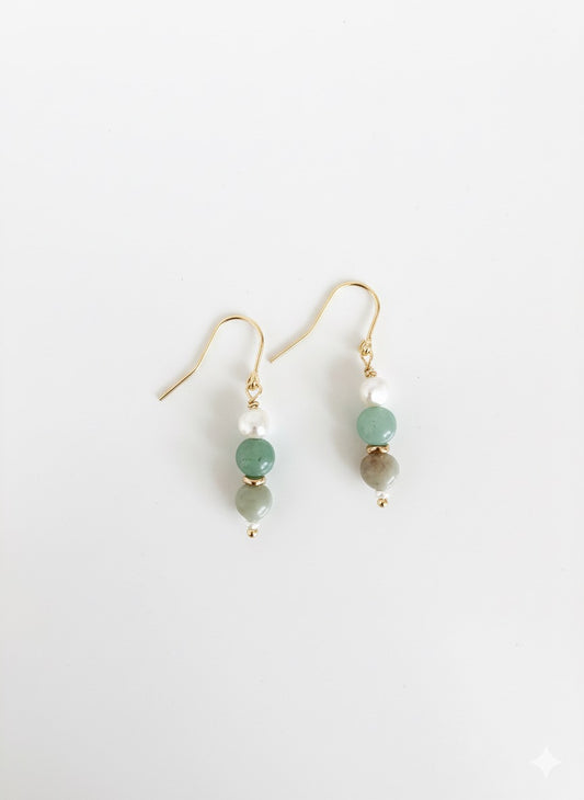 Stone & freshwater pearl drop earrings